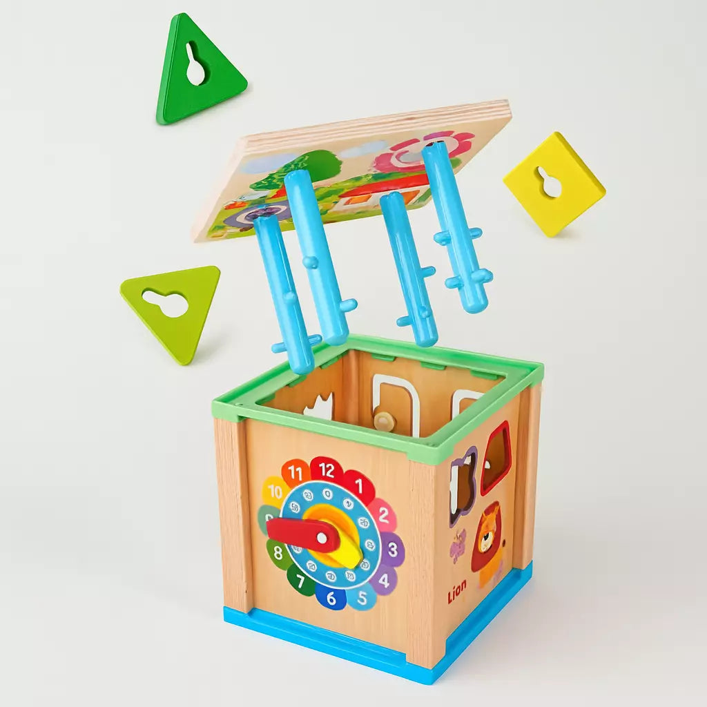 Cubo Didáctico de Madera Multifuncional Juego Educativo Montessori